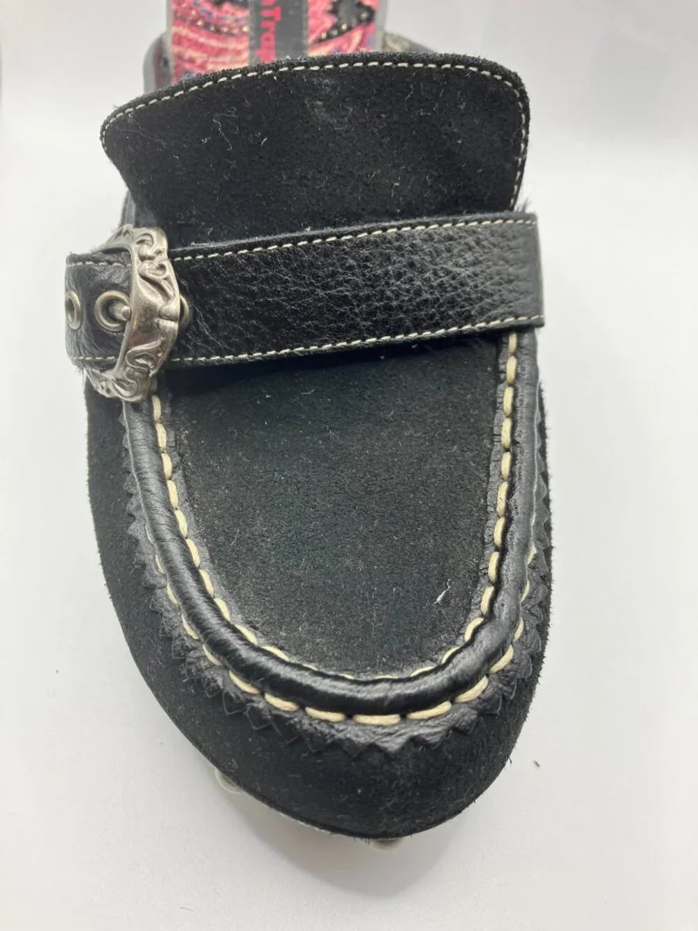 BareTraps Studded Platform Clogs Black Suede Size 8.5 heel 3.5-in Like New